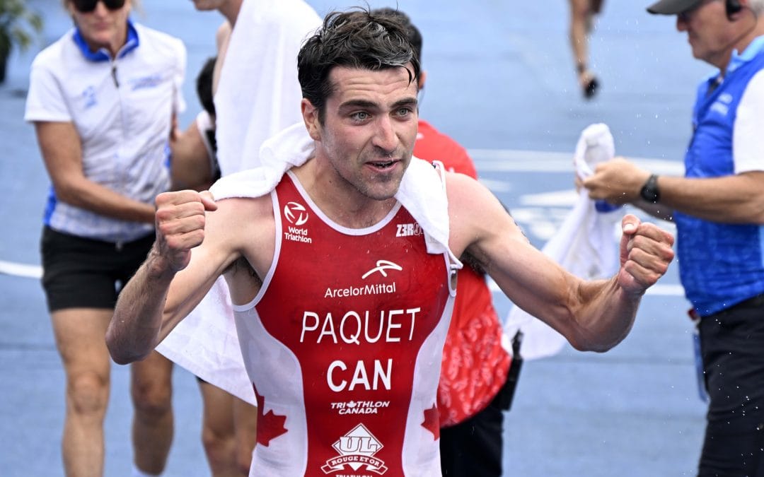 Charles Paquet au septième ciel lors de l’épreuve de la série des championnats du monde de triathlon à domicile à Montréal